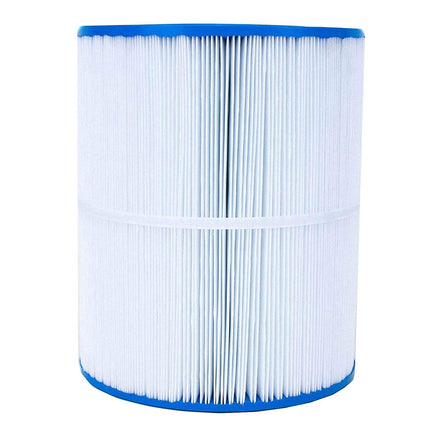 The hotspot 65 square foot filter was used in the HotSpot 2017 prior to Limelight. The filter is cylinder-shaped with a thin blue, plastic casing on top and bottom of the filter. The filter dimensions 10.75 inches high by 8 and ⅜ inches wide. The top casing has a hole centered on top. The center part of the cylinder has vertical, white, paper pleats banded together by a single, thin paper belt. The bottom casing of the filter is also a thin, blue plastic with a hole centered in the casing.