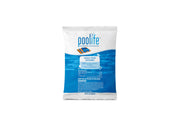 The Quick Swim Oxidizer is a half white, half blue, package and is made by Pool Life.  The top, white half of the package read “Pool life:  Exclusive Pool Care Collection” in blue.  The bottom blue half lists active ingredients and a caution in white, bold lettering.  A rounded square that is half light blue and half white is centered on the dark, blue half of the package.  The dark, blue lettering in the square reads “Quick Swim Oxidizer:  Multifunctional Oxidizer Treatment:  Swim in fifteen minutes.”