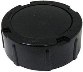 The drain cap assembly for a Jandy CV series filter is black, plastic with female threads. Jandy part number R0523000