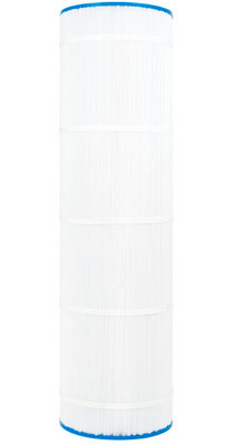 This CS250 filter is cylinder-shaped with a thin blue, plastic casing on the top and bottom of the filter.  The top casing is made of a thin, blue plastic with a hole  centered on the top.  The majority of the center part of the cylinder is packed full of vertical, white, paper pleats which are banded together with 3-5 paper belts.  The bottom casing of the filter is a thin, blue plastic like the top with a hole in the center of the casing.