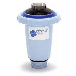 Nature 2 Express replacement cartridge is a light blue cylinder with a 1.5" male threaded bottom and a smoke colored clear cap. This unit is to be installed in existing Nature 2 Express devices. This is a mineral sanitizing supplement that utilizes copper and silver to help reduce chlorine useage. 