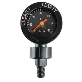R0357200 is a pressure gauge assembly for a Jandy CV series filter. The gauge housing is black plastic with a red needle indicator on a black background. White letters on the background indicate  filter pressure from 0-60 psi. 